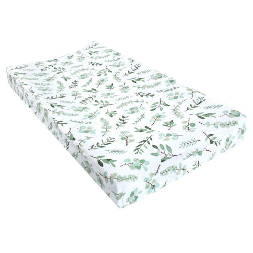 Hudson Baby Infant Girl Changing Pad Cover, Eucalyptus, One Size