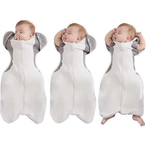 KIDIRA Transitional Swaddle Sack, 2.5 TOG Baby Swaddle for 3-6 Months, 12-18lb, Winter Warm, Arms In/Out, 2-Way Zipper, 1 Pack, Grey