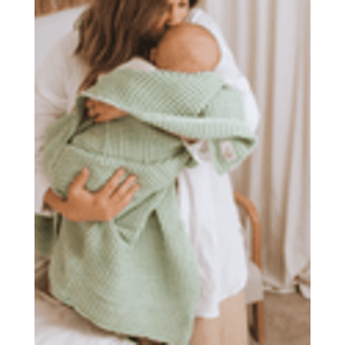 Little Fishies Waffle Blanket - Sage | Sand Cloud