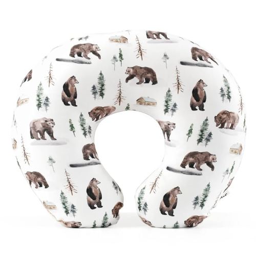 GRSSDER Nursing Pillow Cover Stretchy Minky Removable Nursing Covers for Breastfeeding Pillows, Ultra Soft Comfortable Slipcover for Baby Boy and Girls, Jungle Bear/Rainbow