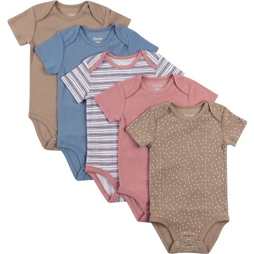 Hanes Baby Bodysuits, Ultimate Flexy Short Sleeve for Boys & Girls, 5-Pack