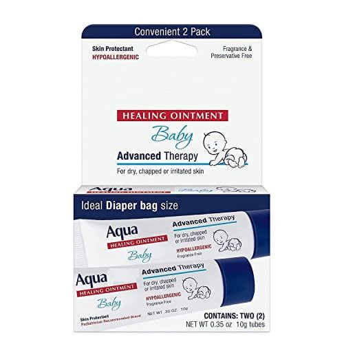 Aquaphor Baby Healing Ointment To-Go Pack - Advanced Therapy for Chapped Cheeks and Diaper Rash - Two .35 oz. Tubes