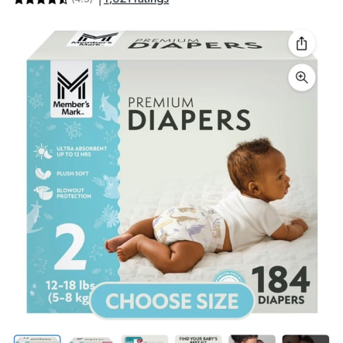 Member's Mark Premium Baby Diapers, Sizes Newborn - 8 - Samsclub.com