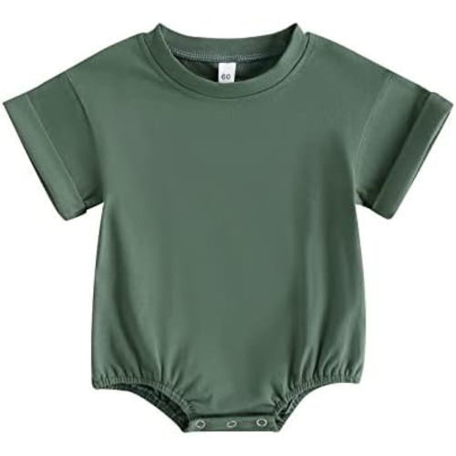 Unisex Baby Boy Girl Clothes Infant Summer Oversized Bubble Romper Toddler Baby Plain Short Sleeve Jumpsuit