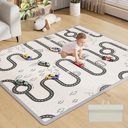 Mr IRONSTONE Tapis de jeu pour bébé avec sac de transport, 180,3 x 150 cm, pliable et imperméable, tapis de jeu en mousse pour bébé, tapis antidérapant pour bébé, 200 x 150 cm