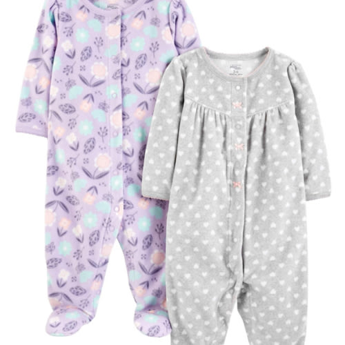 Simple Joys by Carter's Baby Girls' Fleece Footed Sleep and Play, Pack of 2