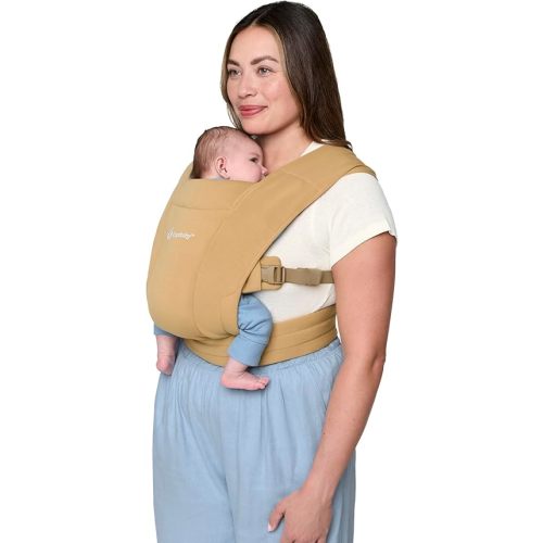 Ergobaby Embrace Cozy Newborn Baby Wrap Carrier (7-25 Pounds), Ponte Knit, Camel