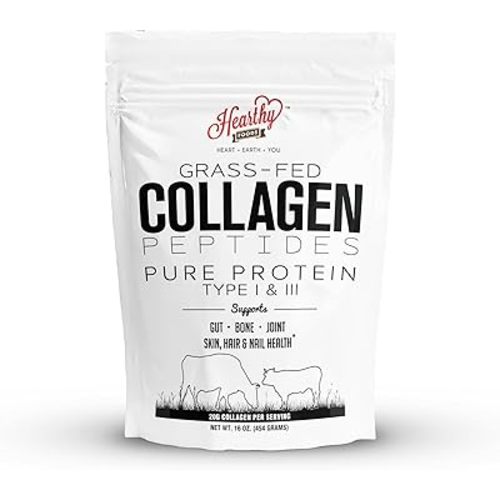 Collagen Powder - 18g Protein - Pure Halal Collagen Peptides Grass Fed Organic Hydrolyzed Powder | Type I and III Unflavoured Keto Friendly Gluten Free No Sugar Non GMO 16 Oz