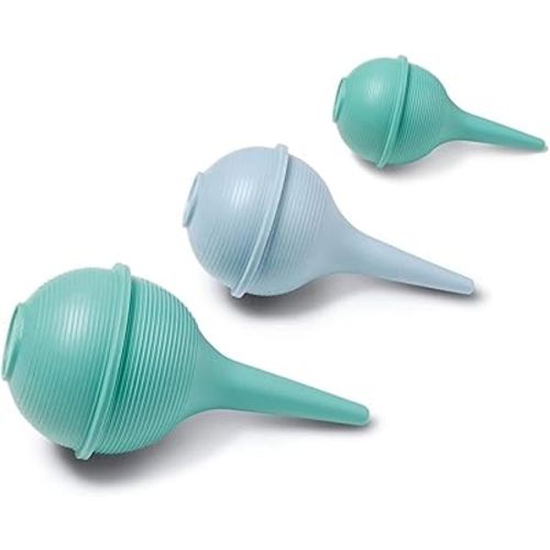 Comfort Rubber Bulb for Washing and Removal Ear Wax Removal Bulb Syringes 1 oz Green, 2 oz Blue, 3 oz Green Combo Pack