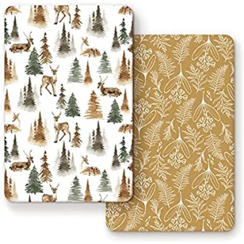 Fitted Pack n Play Sheets Set 2 Pack, Deer and Leaves