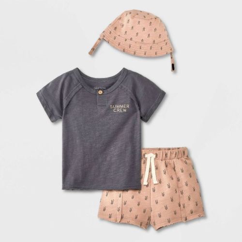 Grayson Mini Baby Boys' Top & Bottom Set - Gray/Brown, Size: Infant6-9M
