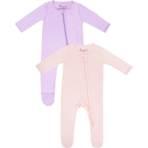 Jimonda Bamboo Baby Pajamas,Unisex Boys Girls One-Piece Footies,Long Sleeve Sleepers 2-Way Zip closure Romper