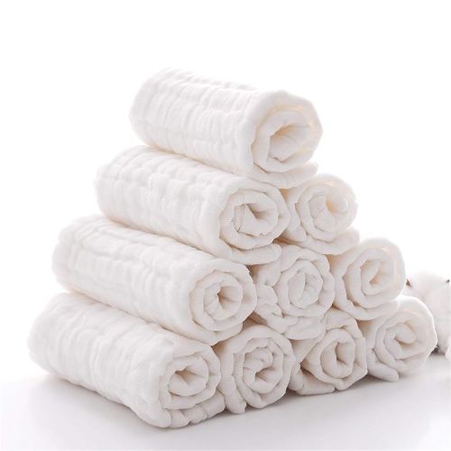 Baby Muslin Washcloths and Burp Cloths, Soft Absorbent Face Towels for Newborns,Natural Cotton Wipes for Sensitive Skin,Registry as Shower Gift, 10 Pack 12x12 inches by MUKIN (White)