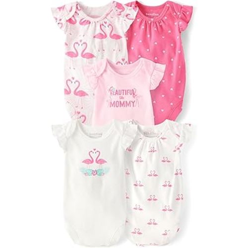 The Children's Place Baby Girls' Short Sleeve Bodysuits, Multipack