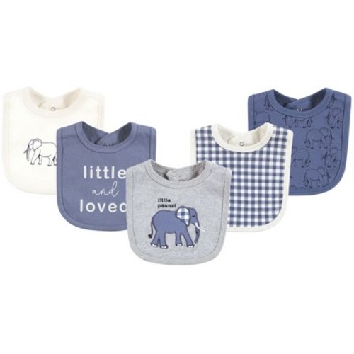 Touched By Nature Infant Boy Organic Cotton Bibs, Blue Peanut, One Size