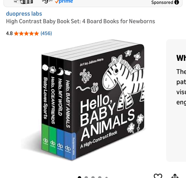 High Contrast Baby Book Set: 4 Board Books for Newborns