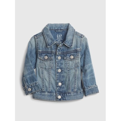 Baby 100% Organic Cotton Icon Denim Jacket in medium light, size: 12-18 M
