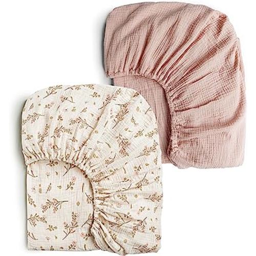 Konssy Muslin Crib Sheets 2 PCS, 100% Cotton Crib Sheet for Standard Crib Mattress(28"x 52"), Fitted and Soft Breathable Crib Mattress Sheet for Girls and Boys