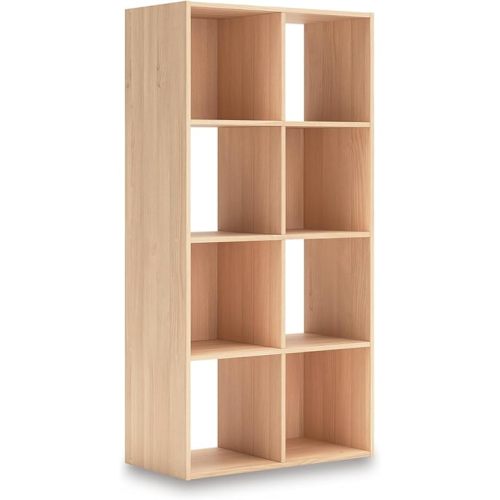 Signature Design by Ashley Piperton Contemporary 4-Tier Floor Standing 8 Cube Organizer, Wood, Works with 10.5" W x 10.5" D x 11" H Storage Bin (Sold Separately), Light Brown
