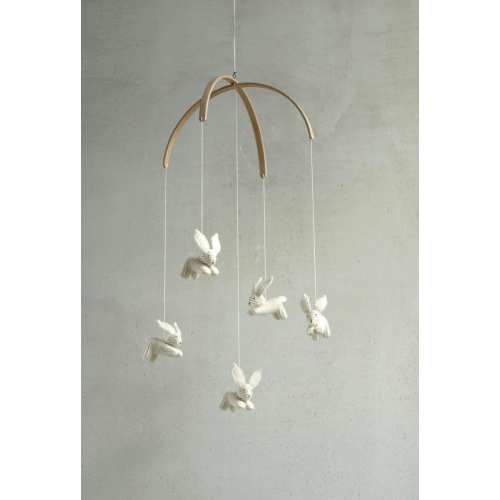 baby mobile / bunny mobile / rabbit mobile / jumping hare mobile / handmade mobile