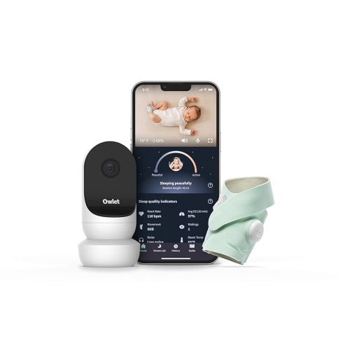 Owlet Dream Duo 2 Smart Baby Monitor - 1080p HD Video Baby Monitor with Dream Sock - Baby Foot Monitor and Sensor Tracks Heartbeat and Oxygen Levels in Infants and Newborns, Mint