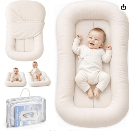 KEST NEST Infant Support Cushion - Breathable Cotton Baby Support Cushion for Babies 0-24 Months, Portable Tummy Time Mat for Home & Travel, Machine Washable, Perfect Baby Registry Gift, White