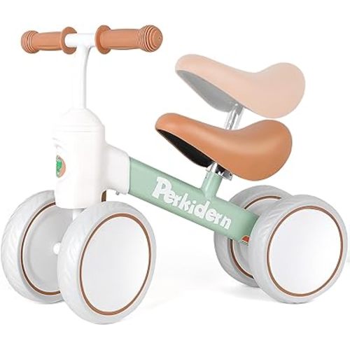 PerKidern Baby Balance Bike for 1-2 Year Old Boys Girls, 12-24 Month Toddler Balance Bike, 4 Wheels Baby Bike Toddler First Birthday Gifts