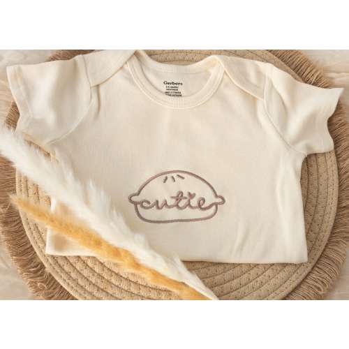 Embroidered Cutie Pie Onesie® or Tshirt Embroidered Gifts for Newborn, Cute Baby Girl Outfit, Embroidered Summer Onesie®, Natural Onesie®