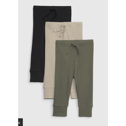 Baby First Favorites TinyRib Pants (3-Pack) in bedrock, size: 3-6 M