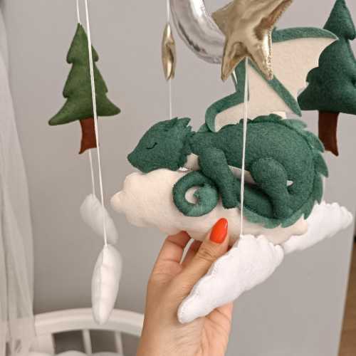 Dragon Baby Mobile, Fantasy Nursery Decor, Crib Mobile Hanging
