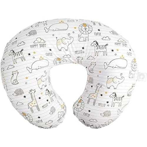 Boppy Original Nursing Pillow, White and Gold Notebook, Ergonomic Nursing Essentials for Bottle and Breastfeeding, Firm Fiber Fill, with Removable Pillow Cover, Machine Washable