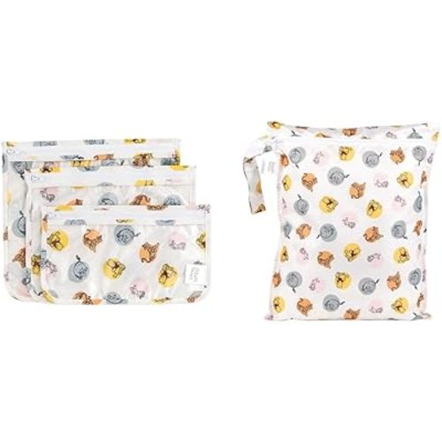 Bumkins Disney Winnie the Pooh 3pc Travel Pouch Set and Waterproof Wet Bag