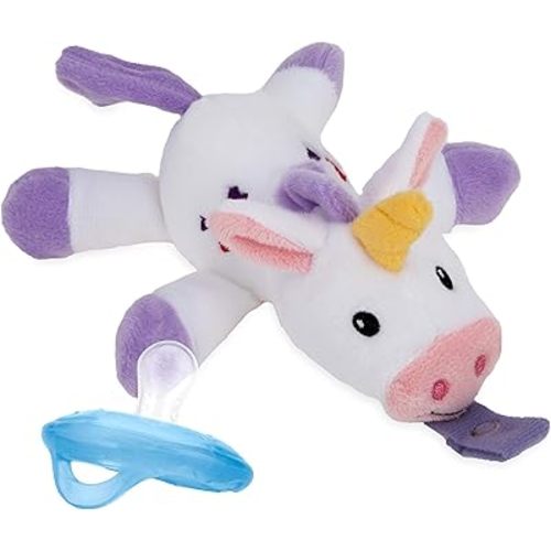 Nuby Calming Natural Flex Snuggleez Pacifier with Plush Combo Set for Cuddling with Comfort, Unicorn