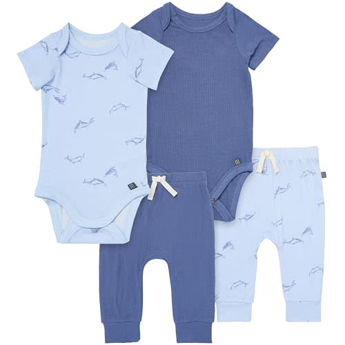 Modern Moments by Gerber Unisex Baby 4-pack Short-sleeve Bodysuit & Pant Set