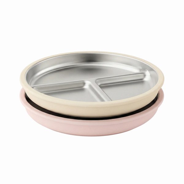 Stainless Steel Plate Set of 2 (Tofu & Pearl Blush)