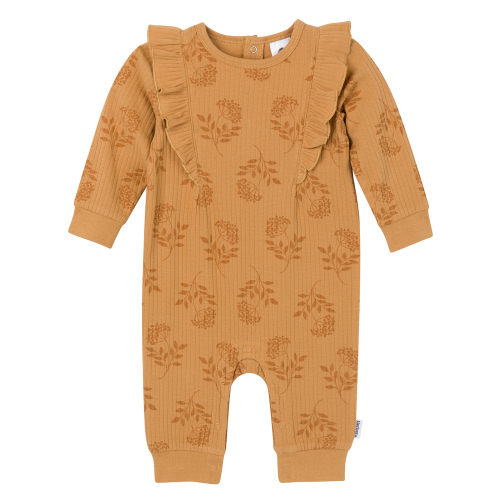 Gerber Baby Girl Long Sleeve Romper with Ruffles, Sizes Newborn - 24 Months