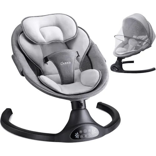 LAREX Baby Swing Infant Swing Electric Toddler Baby Rocker Portable for Newborn Boy Girl, 5 Sway Speeds with Remote Control, 10 Preset Melodies and Bluetooth, 0-6 Months Max 20 Lbs (Black)