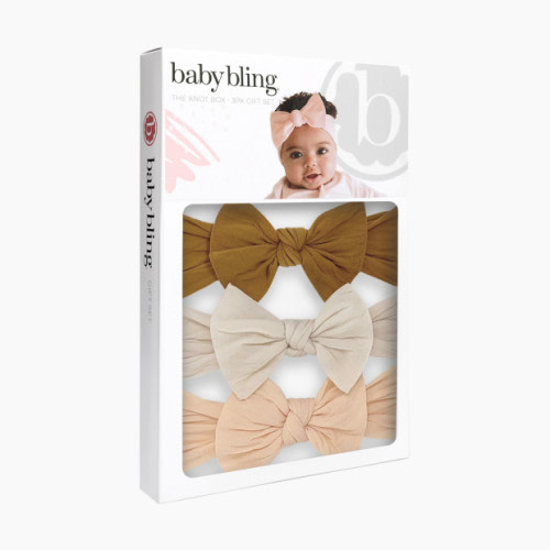 Baby Bling Classic Knot Headband Set (3 pack) - Camel/Oatmeal/Peach