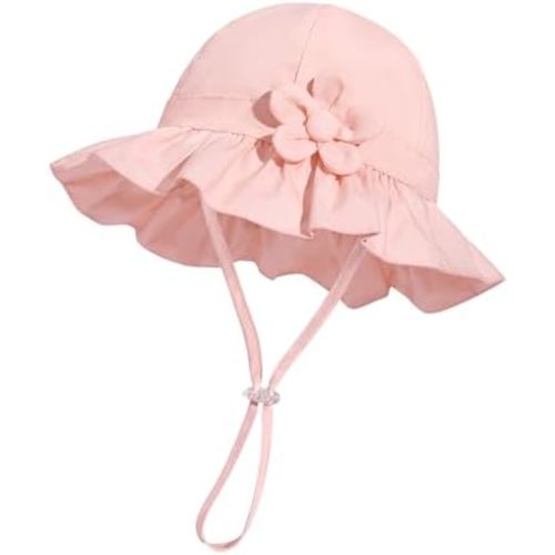 Baby Girl Wide Brim Bucket Hats with UPF 50+ Outdoor Adjustable Beach Hat with Sun Hat