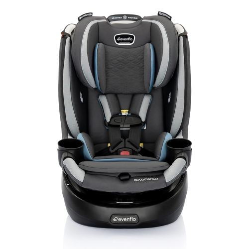 Evenflo Revolve360 Slim - Asiento giratorio 2 en 1 para automóvil con funda de limpieza rápida (azul almacenado)