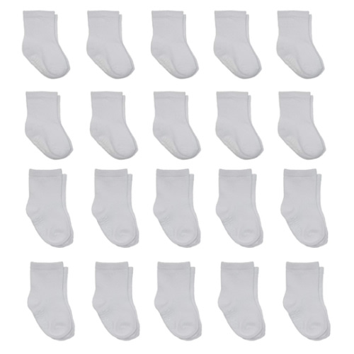 Little Me 20-Pack Newborn Baby Infant & Toddler Unisex Socks, 0-12/12-24 Months, Assorted Size Pack, White