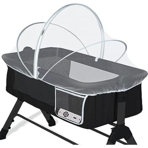 Orzbow Bassinet Cover with Two-Way Zippers & Storage Bag, Bassine Mosquito Net Cover for Bedside Sleeper to Keep Cats Out- Infant from Mosquito Bites and Falling Protection, White