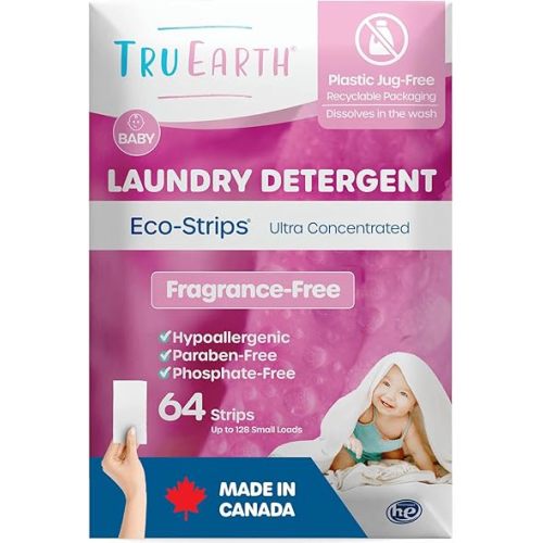 Tru Earth Hypoallergenic Baby Laundry Detergent Sheets/Strips (Made in Canada)