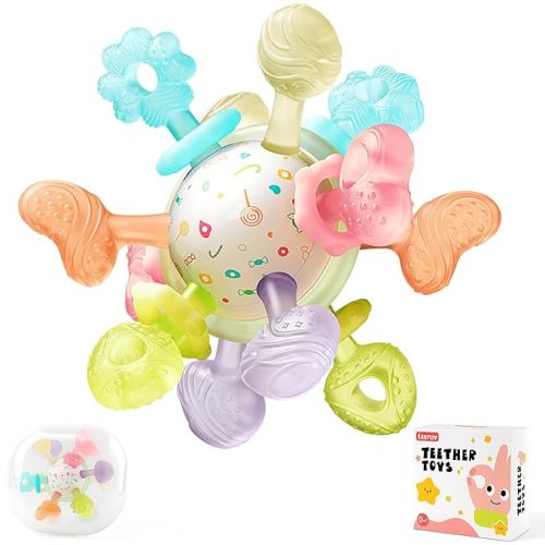 Baby Teething Toys,Food Grade Teething Toys for Babies,Baby Montessori Sensory Toys for 0-6 6-12 Months,Gifts for 1-2 Year Boys Girls Newborn Infant Learning Developmental Toys