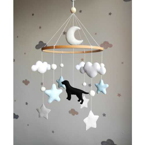Black Labrador Retriever Baby Mobile, Dog Crib Mobile, Labrador Nursery Decor, Baby Shower Gift, Nursery Room Decoration