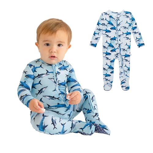 Posh Peanut Baby Boy Footie Pajamas - Soft Viscose Made from Bamboo 2 Way Zipper Sleepers & Onesies