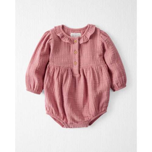 Baby Organic Cotton Gauze Ruffle Bubble in Dark Blush - Little Planet | Carter's