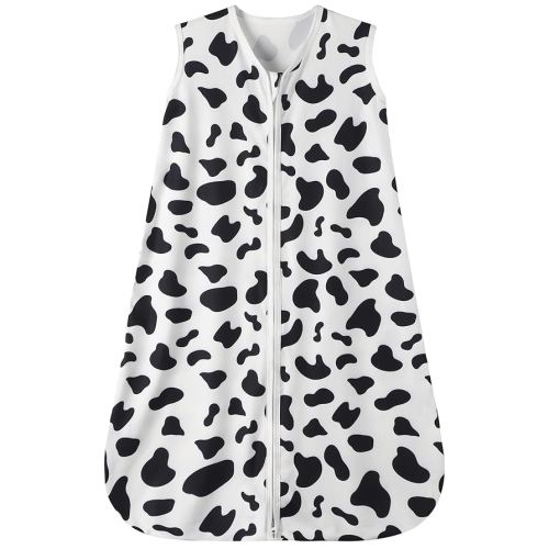 Baby Sleep Sack 0-6 Months Baby Wearable Blanket 100% Rayon Cotton 2-Way Zipper Toddler Sleeping Sack,Comfy Soft Lightweight TOG 0.3(Cow Print)