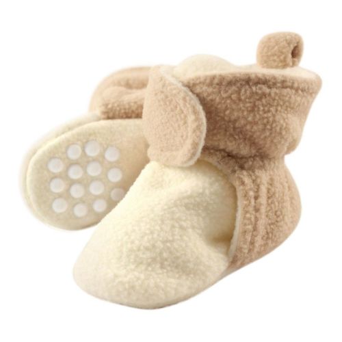 Luvable Friends Baby and Toddler Cozy Fleece Booties - Cream/Tan, 6-12m