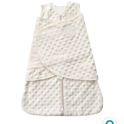 HALO Sleepsack Swaddle, 3-Way Adjustable Swaddle Blanket, TOG 3.0, Velboa Plush Dots, Cream, Newborn, 0-3 Months
